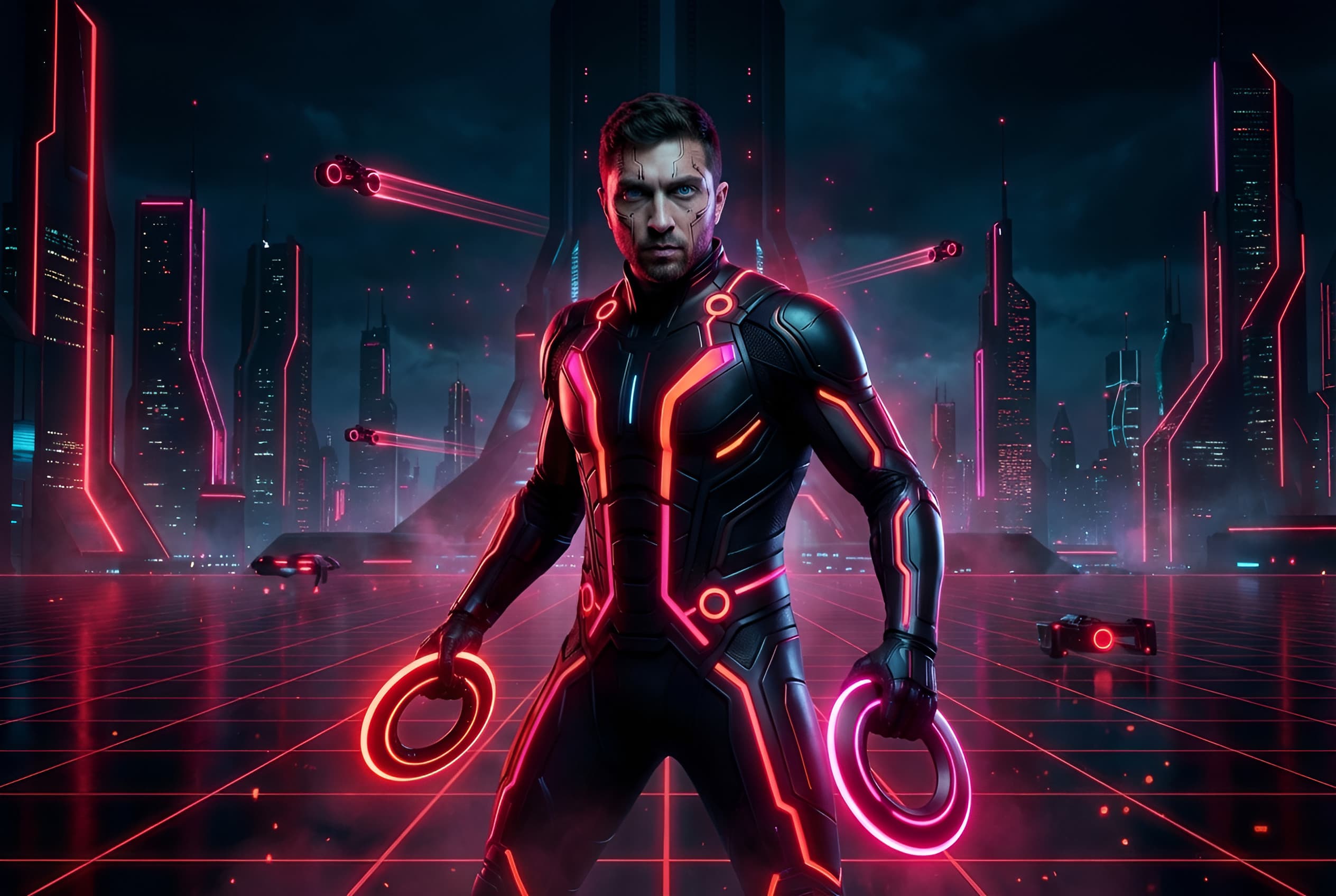Portrait created in a Tron AI style